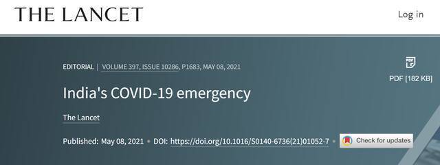 《柳叶刀》：若印度8月出现百万新冠死亡病例 莫迪政府要为“自己造成的国家灾难”负责