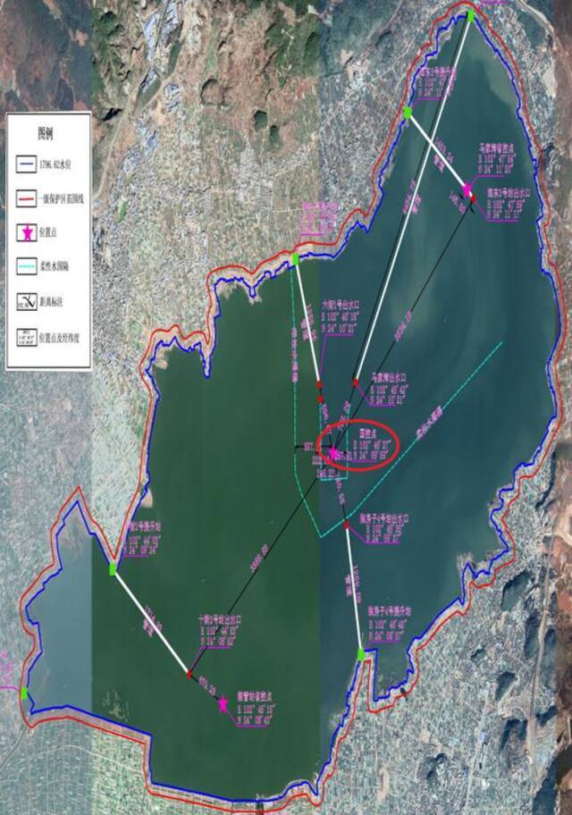 △通海县在杞麓湖湖心国控水质监测点位周边建设柔性围隔工程、水质提升站及其排水管道、生态补水延伸管道等项目，人为干扰水质监测采样环境