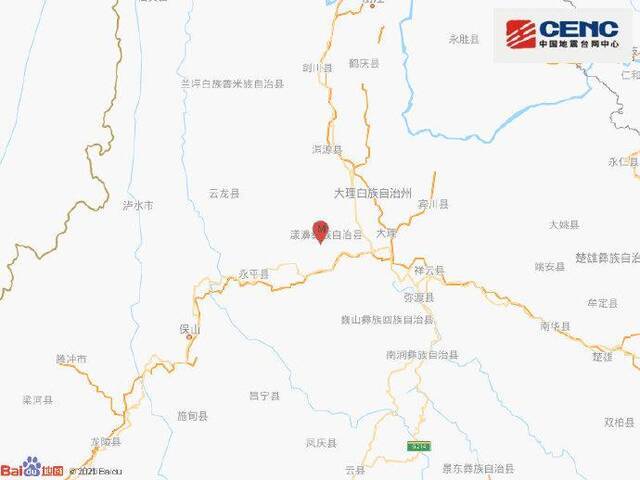 云南大理州漾濞县发生4.2级地震，震源深度8千米