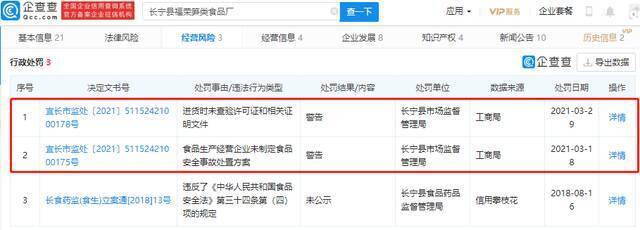 四川长宁一食品厂发生疑似硫化氢中毒事件，其于3月被行政处罚两次