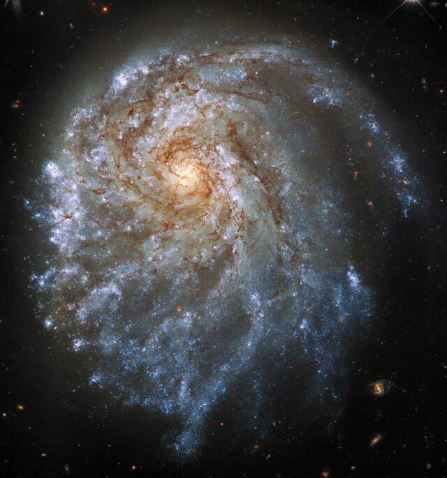来自哈勃太空望远镜的壮观图片显示了螺旋星系NGC 2276的旋臂