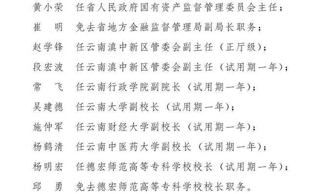 云南省人民政府发布一批任免职通知，涉及17名干部