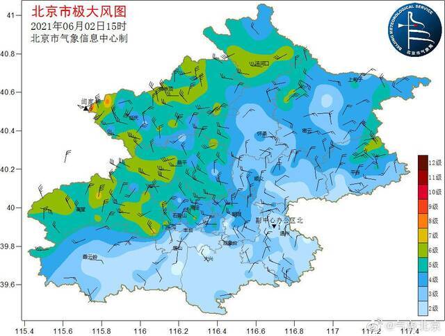 目前北京城区风力增大 城区阵风风力在5、6级