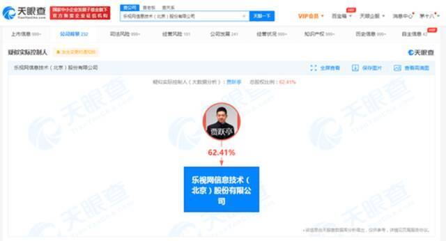 乐视网被强制执行3.71亿 贾跃亭为该公司最大股东