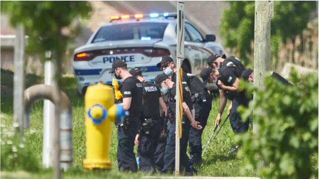 加拿大警方在车祸现场寻找证据图自外媒