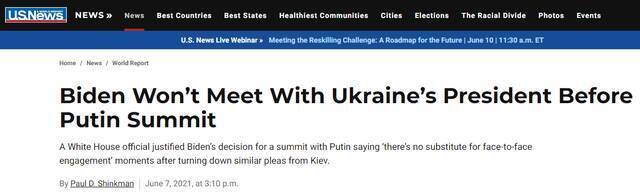 得知拜登不打算在俄美峰会与他会面 乌克兰总统果然不满了…