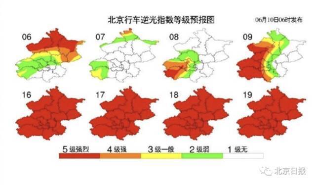 今日北京体感闷热，逆光指数强烈，车主们需注意