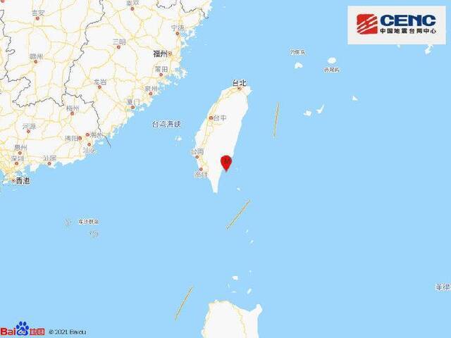 台湾台东县海域发生4.9级地震，震源深度10千米