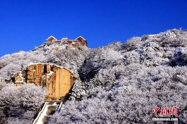 资料图：雪后泰山银装素裹，风景如画。中新社发张琨摄