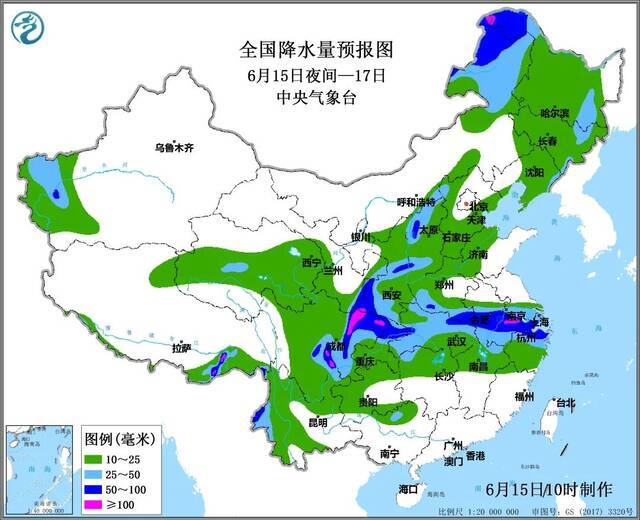 15日夜间起，中东部及四川陕西等地将迎来大范围降雨天气