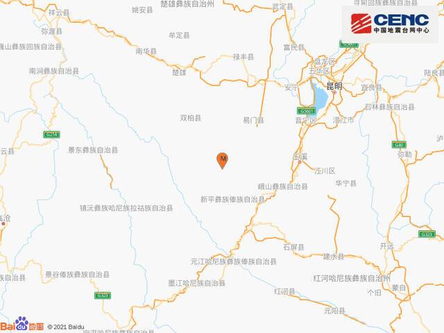 云南楚雄州双柏县发生4.2级地震 震源深度8千米