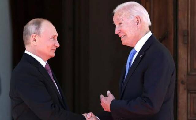 当地时间6月16日，瑞士日内瓦，美国总统拜登与俄罗斯总统普京举行会晤。/IC Photo