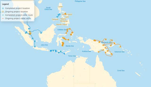 华为海洋参与的部分海缆网络铺设项目，图自官网