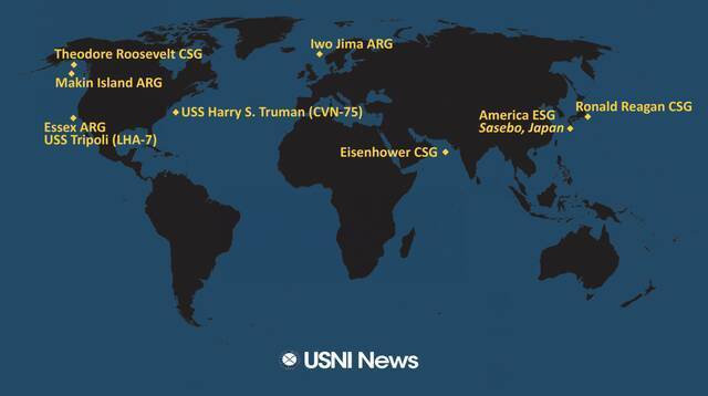 “柯蒂斯·威尔伯”号此前也在5月18日由北向南航经台湾海峡时，也赶上“罗斯福”号返回圣迭戈图源：USNI