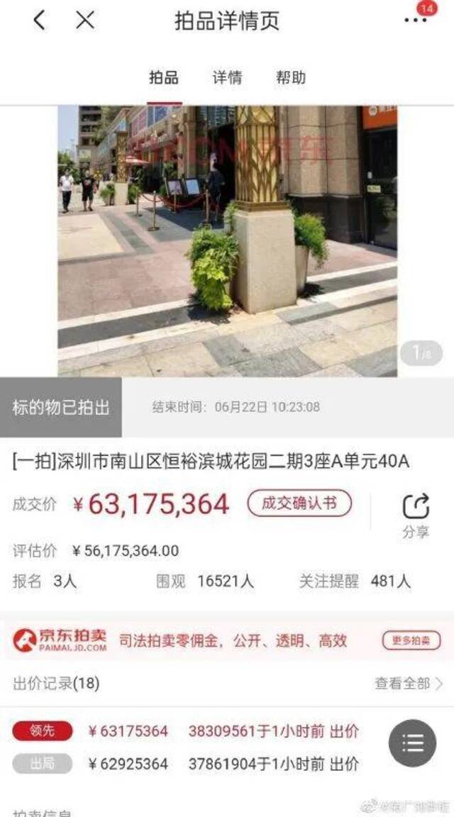 45万一平！落马官员深圳豪宅拍卖，228㎡成交价6317万！还要交3000多万的税！