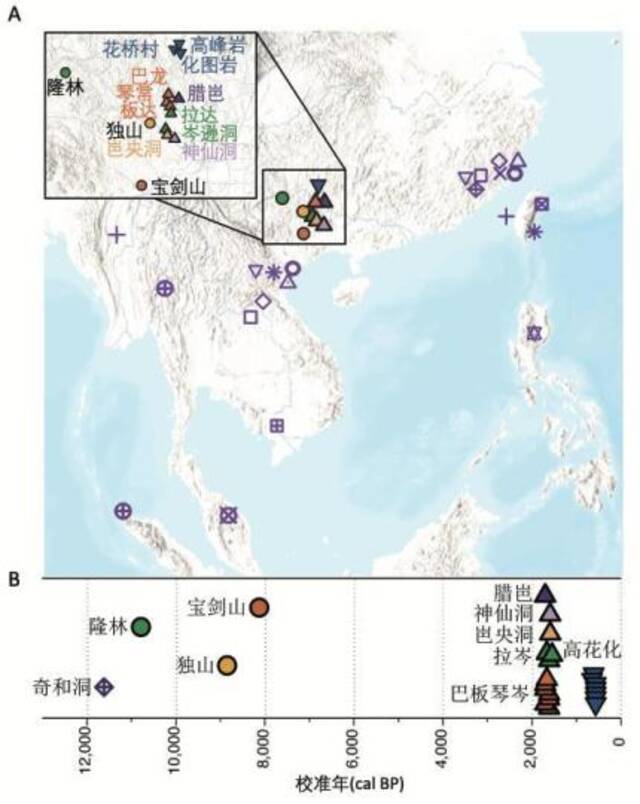 本次研究新样本的地理和时间分布图。中科院古脊椎所供图