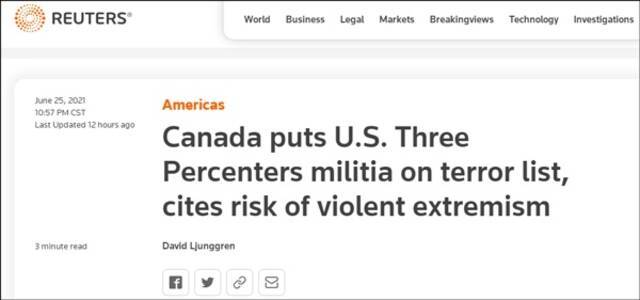加拿大将一美国民兵组织列为恐怖主义实体：曾参与美国会骚乱事件
