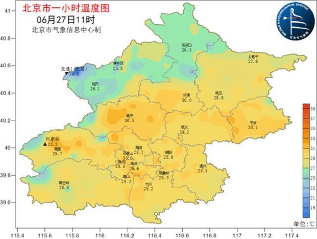 △北京市11时温度图