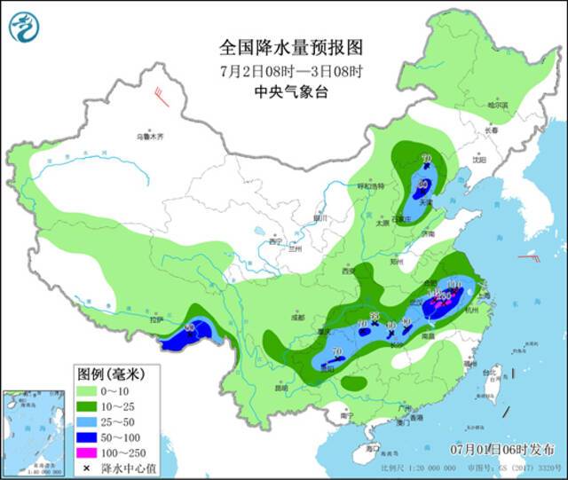 长江中下游等地强降雨持续 华南高温发展增多