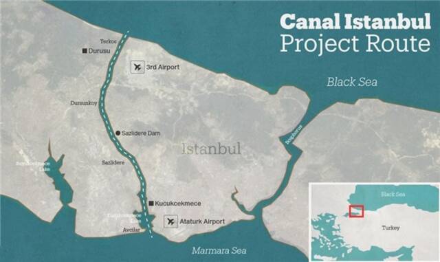 伊斯坦布尔运河示意图。