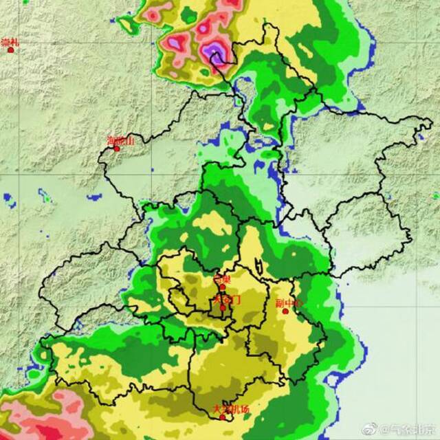 雨过天晴！北京西边天空出现一道彩虹