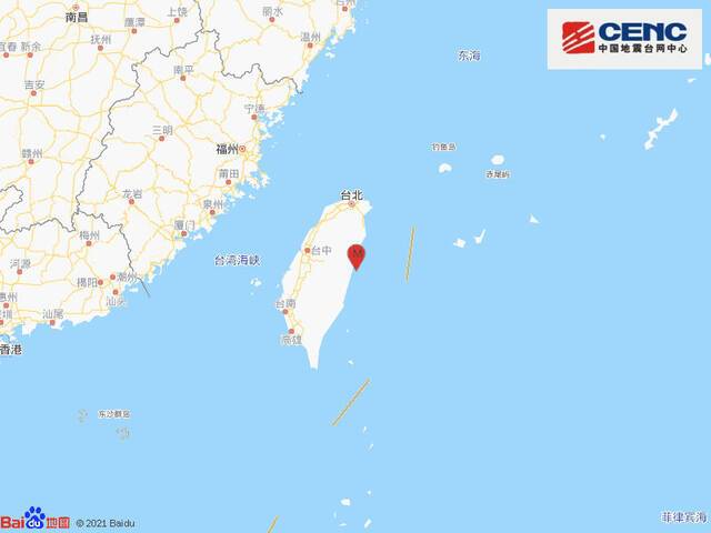 台湾花莲县海域发生5.3级地震 震源深度9千米