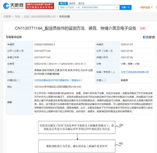 美团公开配送员操作监测方法专利 可自动识别订单配送异常