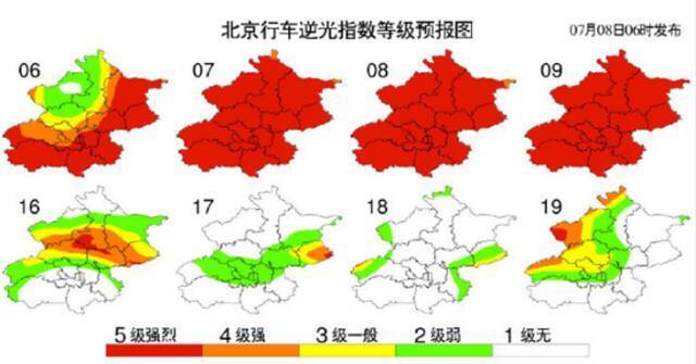 北京今天最高气温33℃，逆光指数强烈，开车注意安全