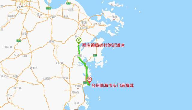 两地直线距离约100公里。图片来源百度地图