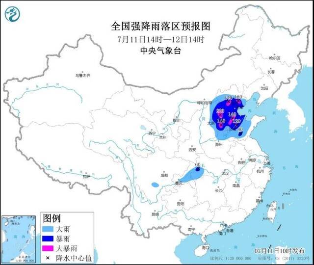 中国气象局启动四级应急响应 北京暴雨或超30小时