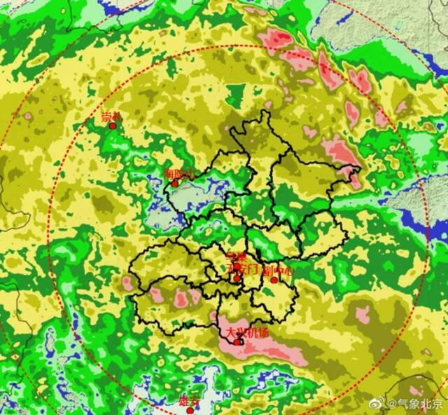北京：城区注意！未来三小时降雨回波来了