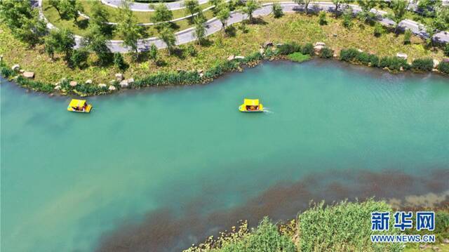 航拍贵州织金凤凰生态公园 水环境治理见成效