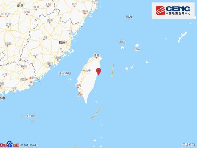 台湾花莲县海域发生4.2级地震 震源深度10千米