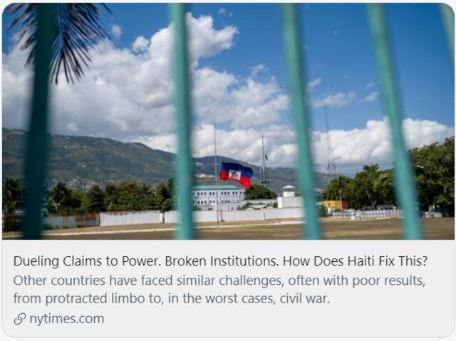 争夺权力，机构破碎，海地如何解决现状？/《纽约时报》报道截图