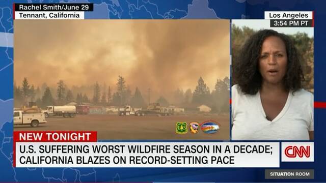 △美国有线电视新闻网6月29日报道：美国正经历十年以来最严重的山火季，加利福尼亚州大火以创纪录的速度蔓延