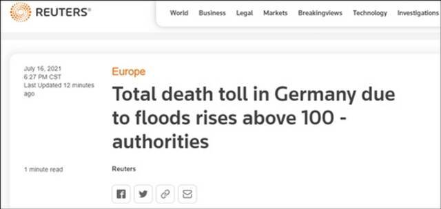 德国洪灾死亡人数破百，中领馆：目前没有领区中国公民遇险遇难信息