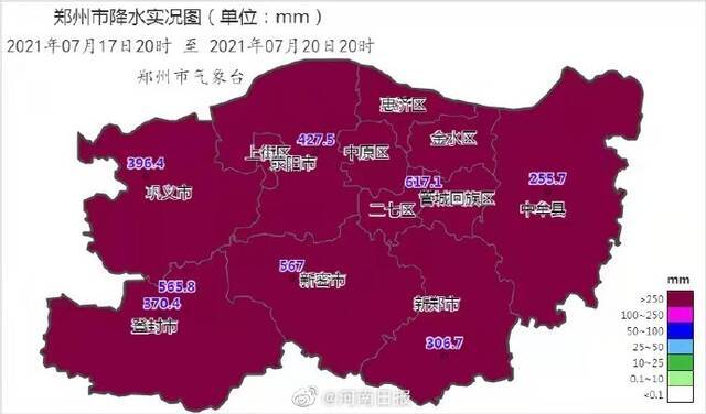 郑州气象局：郑州特大暴雨千年一遇，三天下了以往一年的量