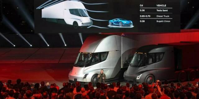 Tesla Semi truck图片来源：网络