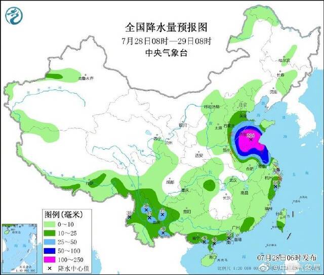 “烟花”已减弱为热带低压继续北上，苏皖鲁冀等地将有强降雨