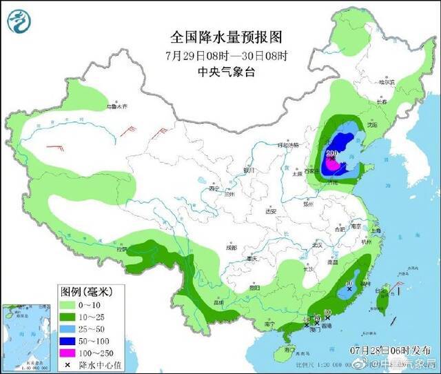 “烟花”已减弱为热带低压继续北上，苏皖鲁冀等地将有强降雨