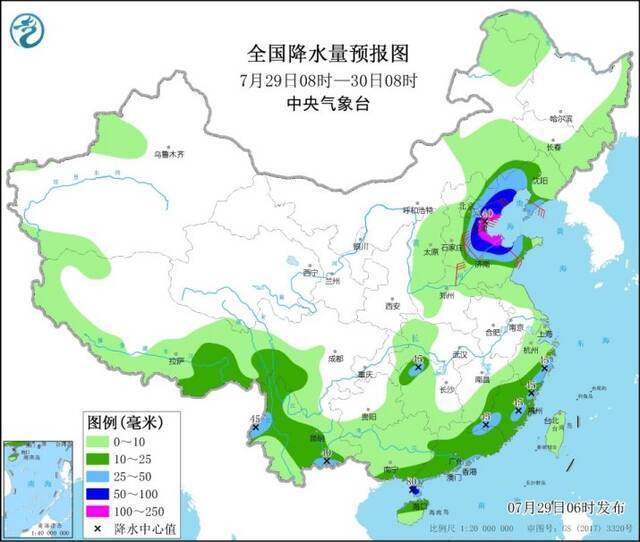 全国降水量预报图。中央气象台供图