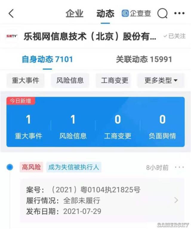 乐视网再成失信被执行人