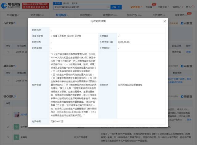 一加科技因生产安全问题被处罚