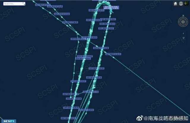 南海战略态势感知：8月1日晨，美军导弹监视机正在长江口外海高强度作业