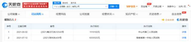 TCL关联公司被强制执行111万 已累计被执行767万