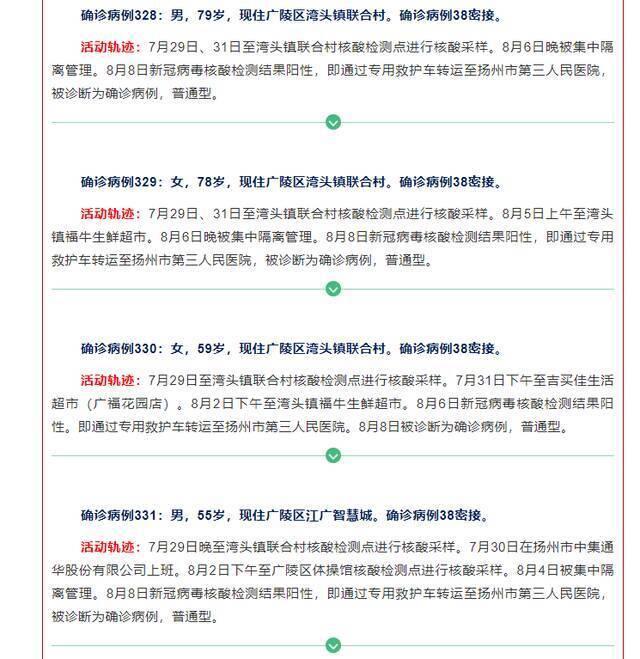 江苏扬州8日新增38例本土新冠肺炎确诊病例 详情公布