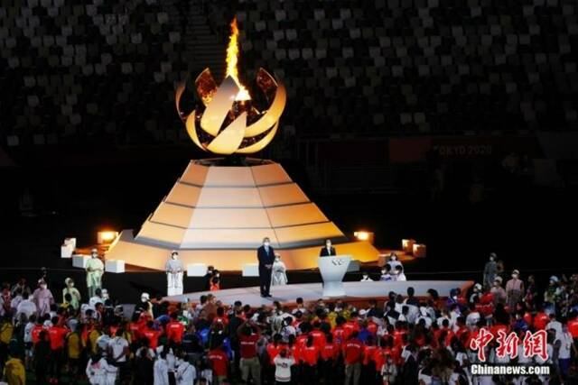 8月8日，第32届夏季奥林匹克运动会闭幕式在日本东京举行。图为东京奥组委主席桥本圣子在闭幕式上致辞。中新社记者韩海丹摄