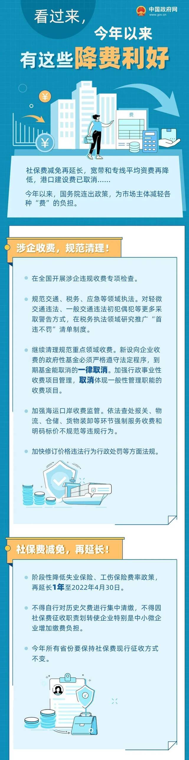 今年以来，有这些降费利好