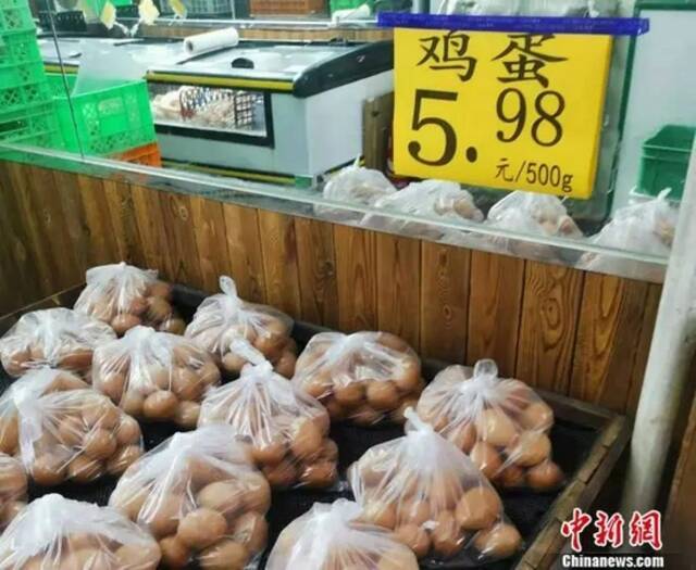 北京市西城区某超市鸡蛋价格。中新网记者谢艺观摄