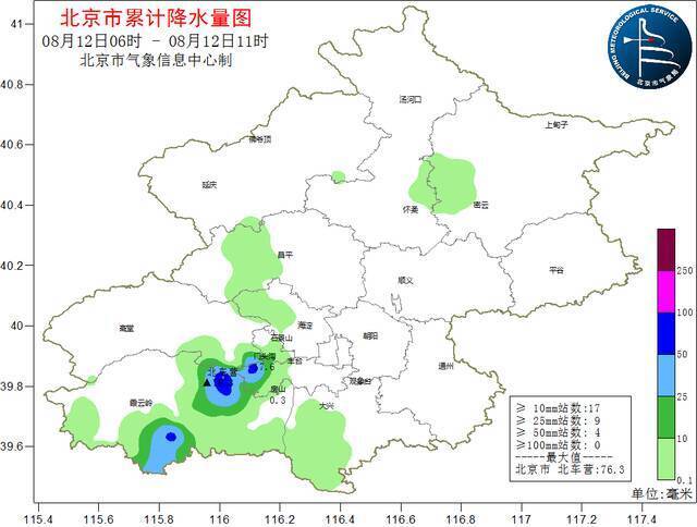 北京未来三天多降雨，局地短时雨强较大，出行注意防范